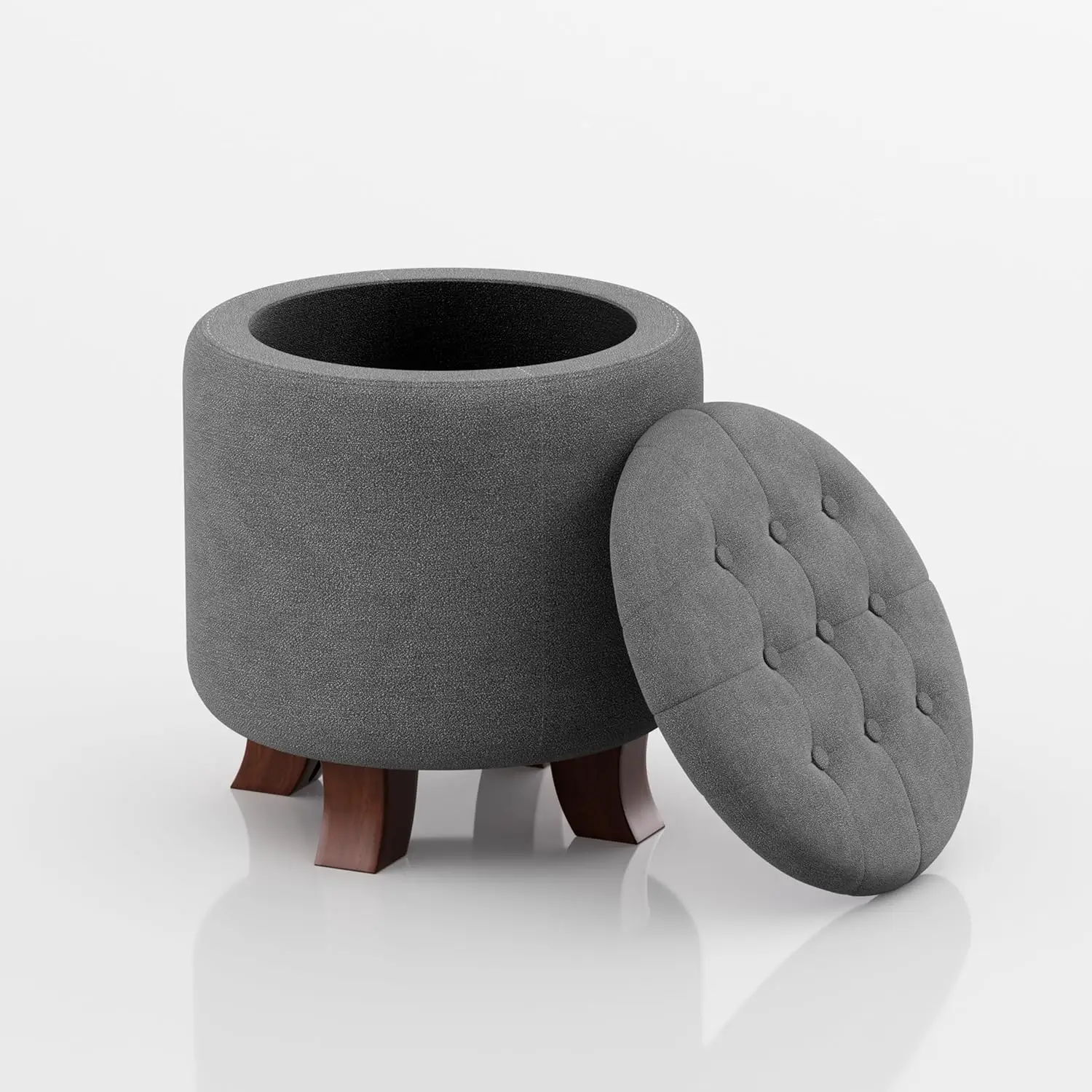

Round Ottoman, Ottoman with Storage, 15.5 Dia. x 17 H Inches Foot Rest Stool with Legs for Bedroom, Living Room,, Customized