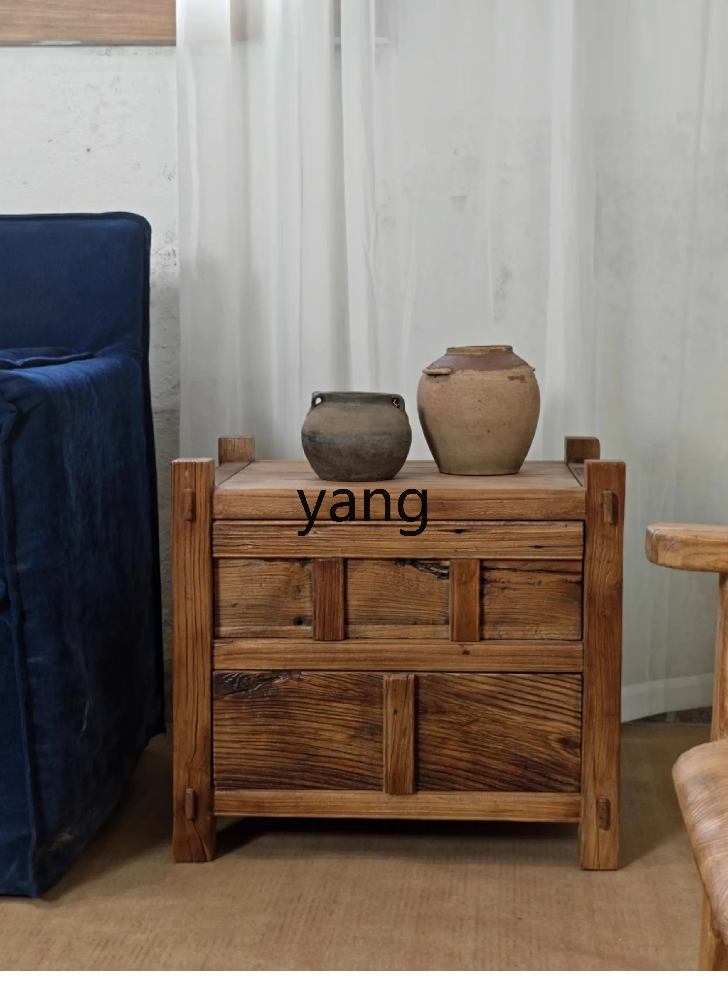 LMM B & B bedside table storage retro sofa side cabinet solid wood small side table