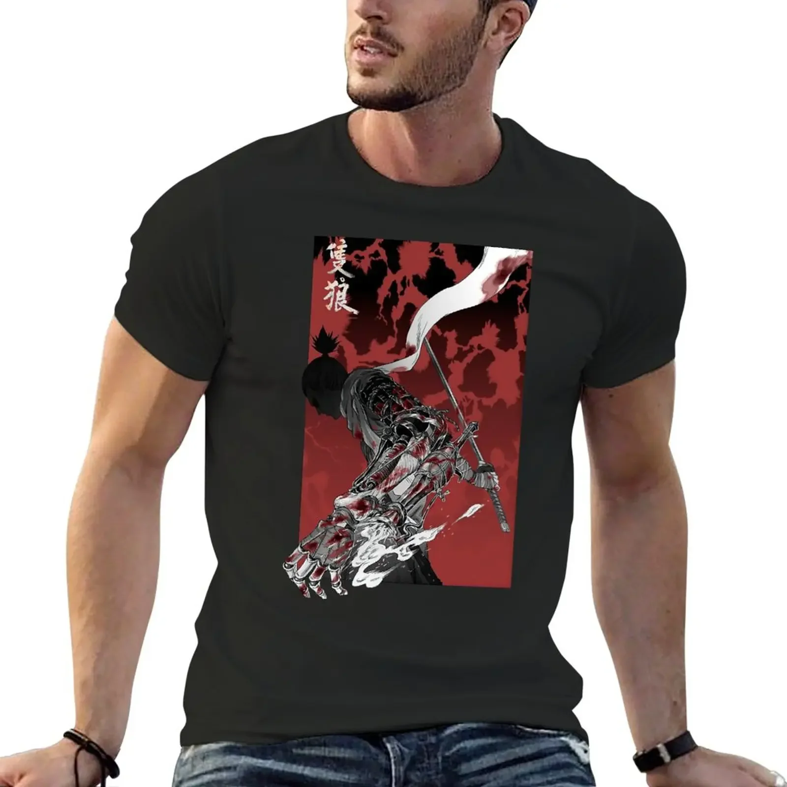 New Wolf With Katana Sekiro T Shirt Sekiro Comic Anime Retro Pop Culture T-Shirt korean fashion sports fans men clothing