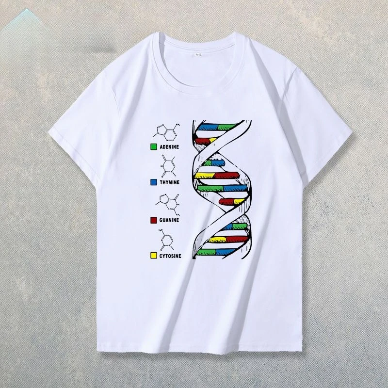 

Biochimie Adn Double Hélice Science Mâle Femelle Geek Droit Mâle Coton Imprimé À Manches Courtes