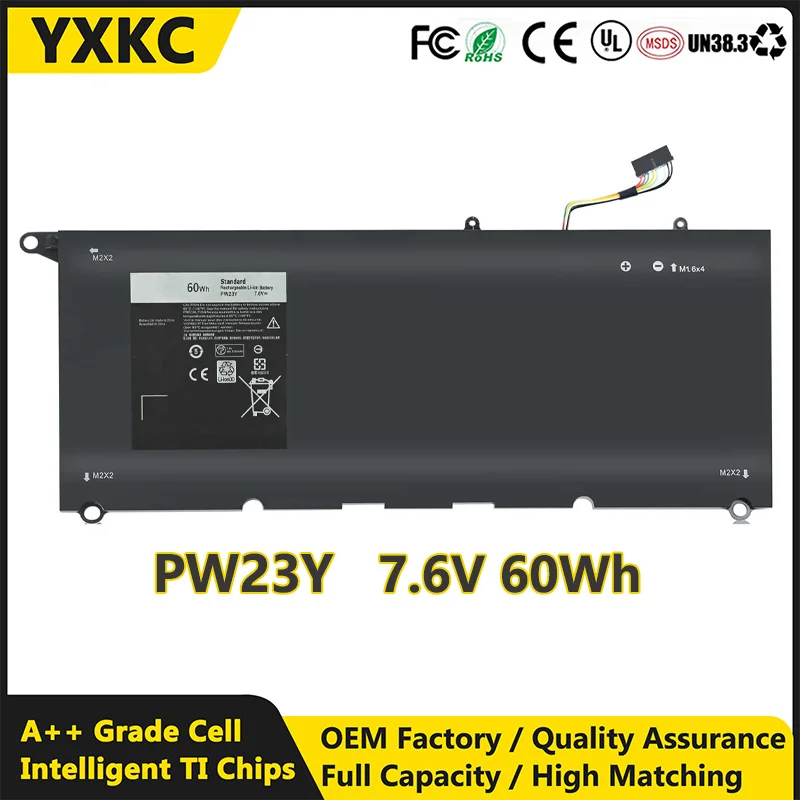 

YXKC New Genuine Pw23y Battery for Dell Xps 13 9360 for 0rnp72 0tp1gt Laptop Batteries [new Li-ion 4 Cell 7.6v 60wh Pw23y]