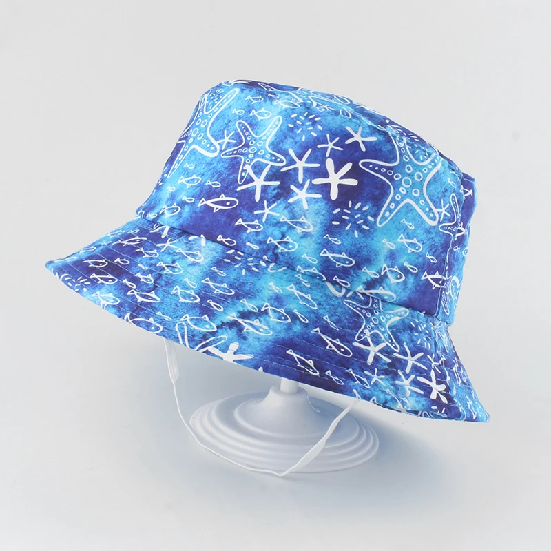 Summer Beach Baby Hat Boy Girl UV Protection Cotton Sun Cap Children Panama Kids Bucket Hat Cartoon Print Cute Caps