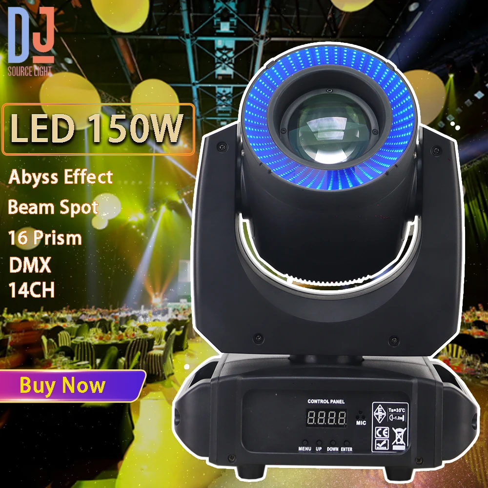 LED 150W Beam Spot Moving Head Light 16 Prism Abyss Effect Stage Lights DMX DJ Disco Club Wedding Club Stage Lighting Effects