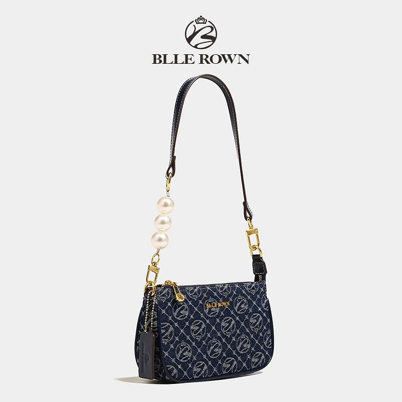 High Quality Klein Blue New Pearl Handheld Female Small Messenger Crossbody Bag Zipper Shoulder Bags for Women