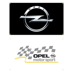 90x150cm Opels Motor Sport Metal Logo Flag Polyester Printed Garage or Outdoor Decoration Banner Tapestry