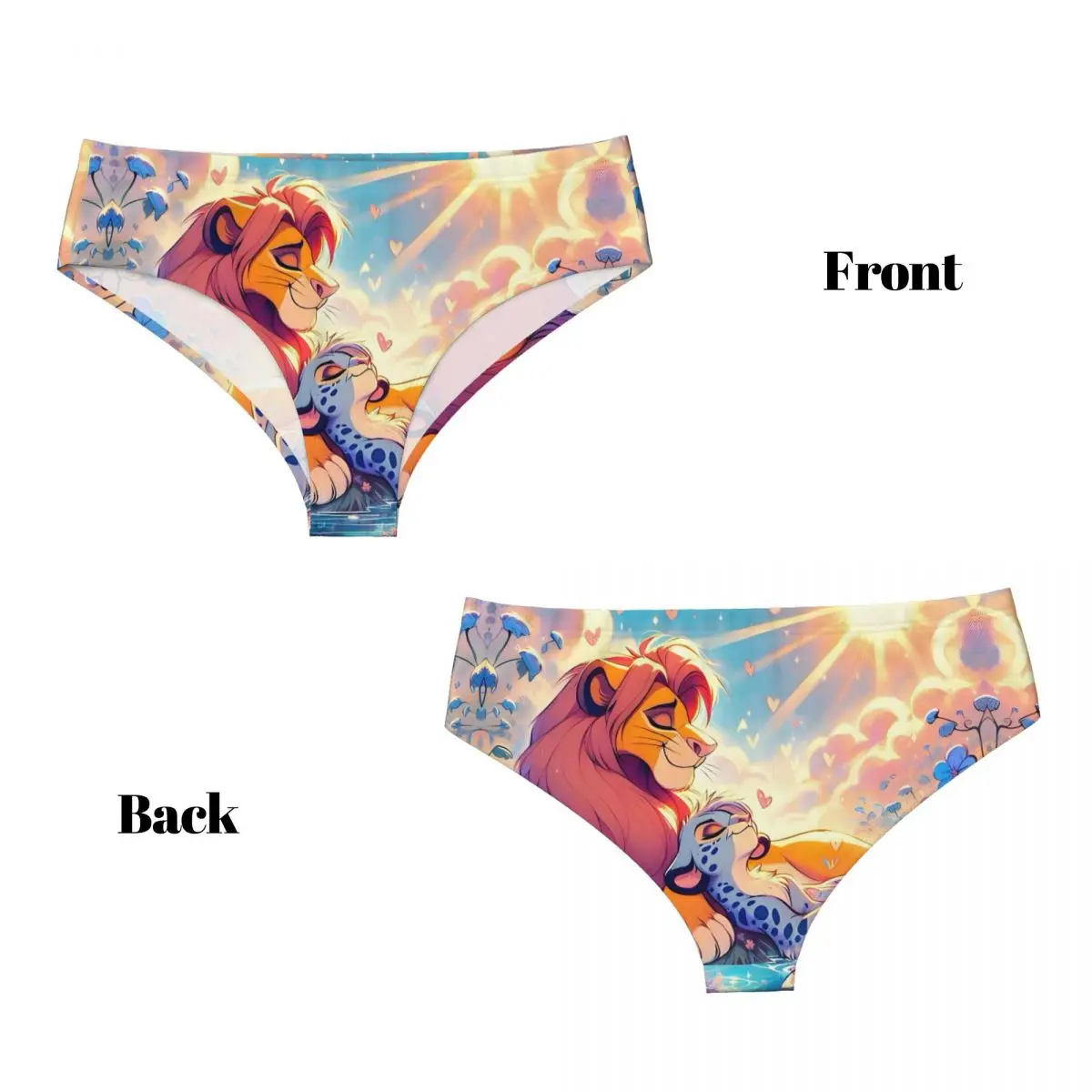 Ropa interior respirable de encargo de la historieta de las mujeres de las bragas breves del diseño del Rey León