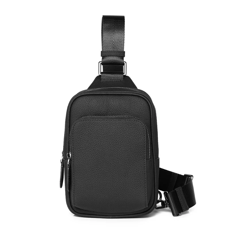 MEN's Chest Bag Casual Messenger Bags Genuine Leather Male Sling Crossbody Bags Multifunctional Mobile Phone Zipper Bag's