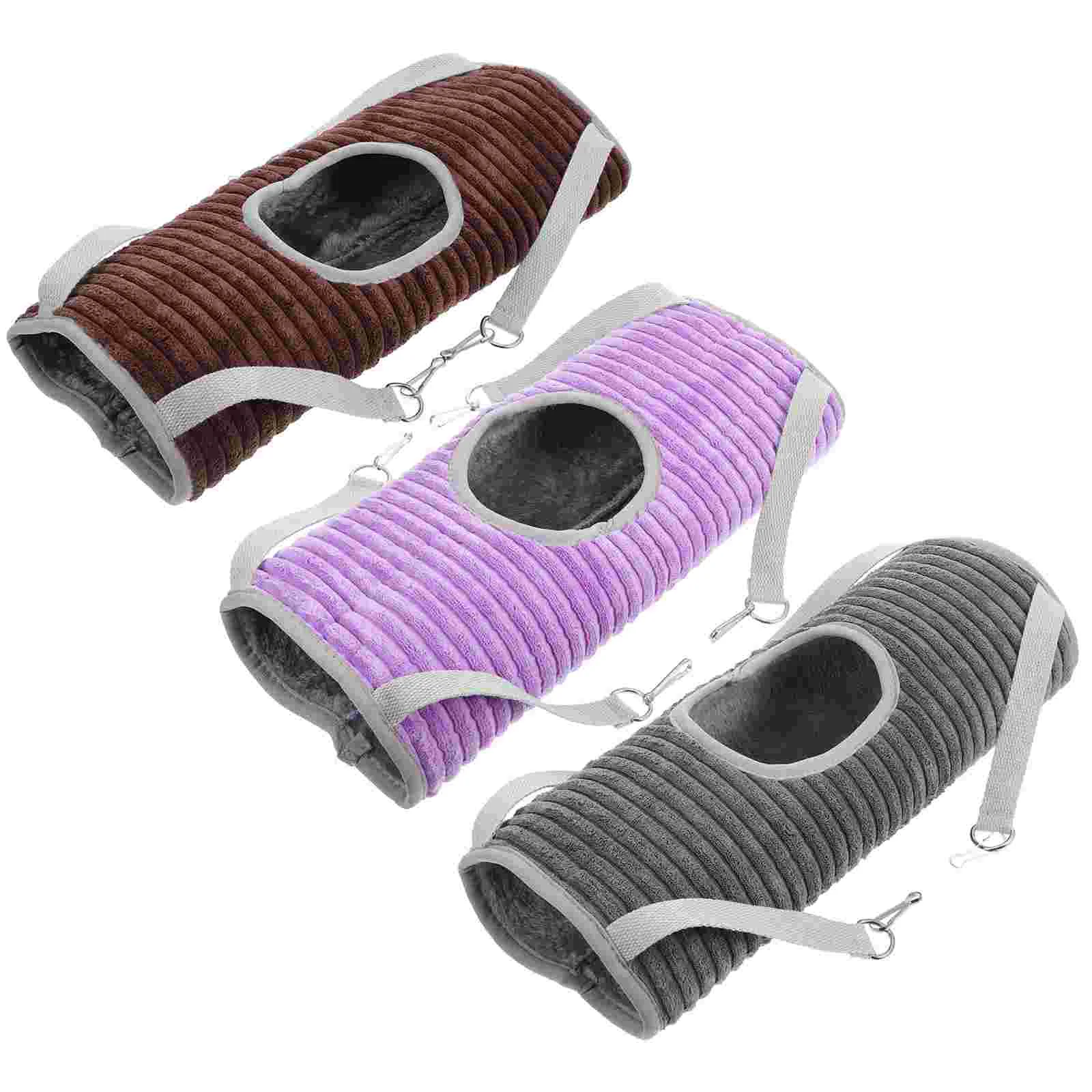 

3 Pcs Hamster Cage Hammock Ferret Rabbit Bedding Animals Nest Guinea Pig Flannel Hanging Tunnel