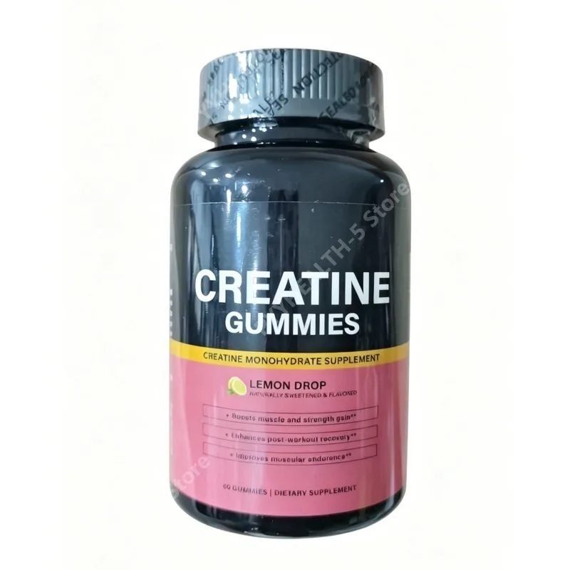 Creatine Monohydrate Gummy Chewable Creatine Supplement for Strength, Endurance & Muscle Recovery Lemon Drop Flavor 60 Gummies