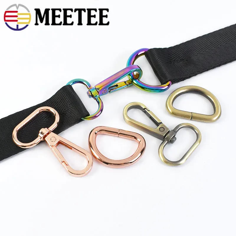 3Sets Metal Buckle+D Ring Clasps Bag Strap Pet Collar Buckle Webbing Belt Keychain Clip Hook Lobster Swivel Clasp DIY Accessorie