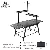 Tryhomy 2 Unit Folding IGT Table Outdoor Aluminum Alloy Lightweight Portable Tactical Table Camping IGT Brazier Burner Table New