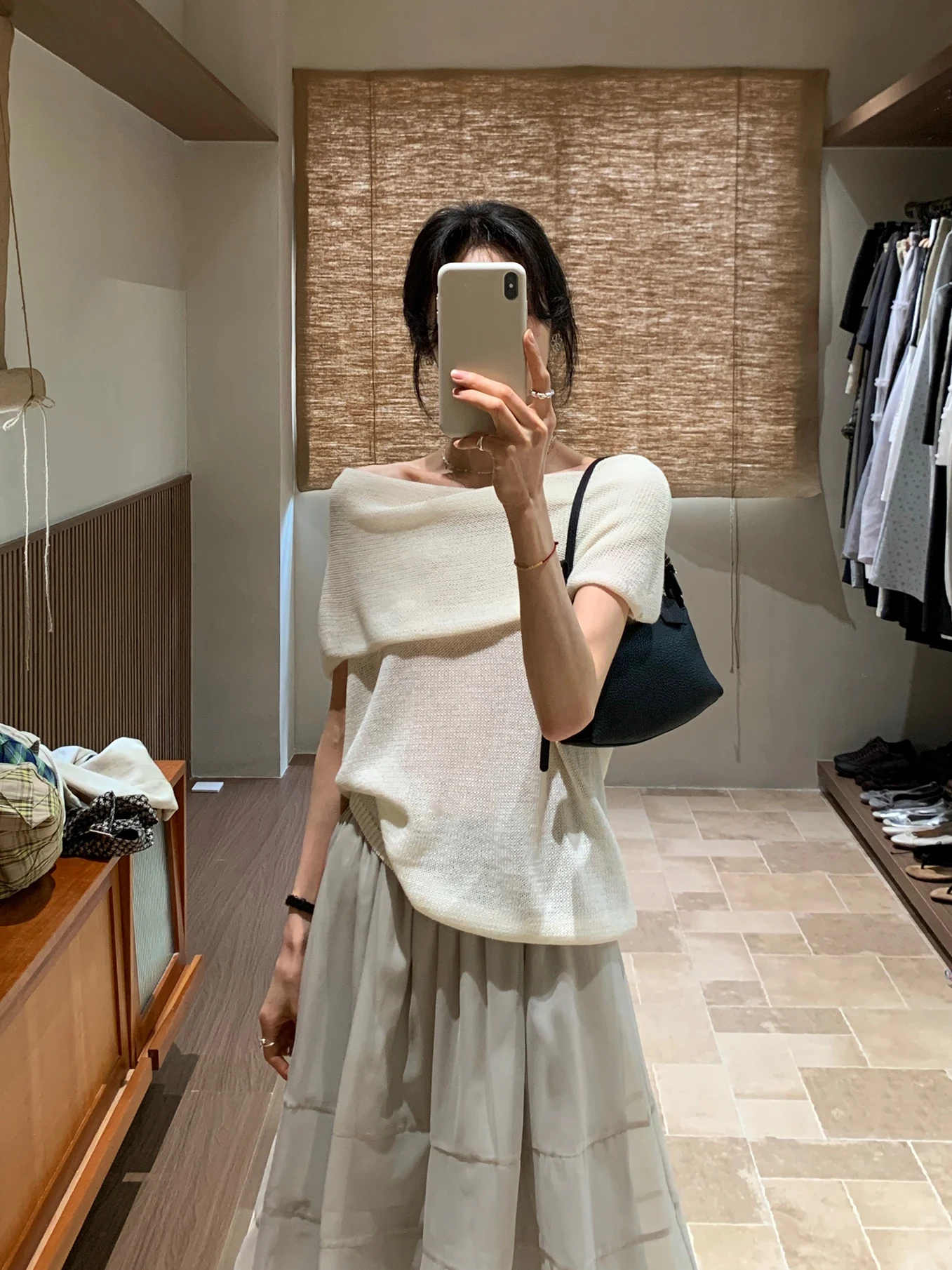 

BRIVIN Korean Sle Loose Fit Knitted One oulder Top Women's Spring Summer Soft Texture Rice White Color Ele Top
