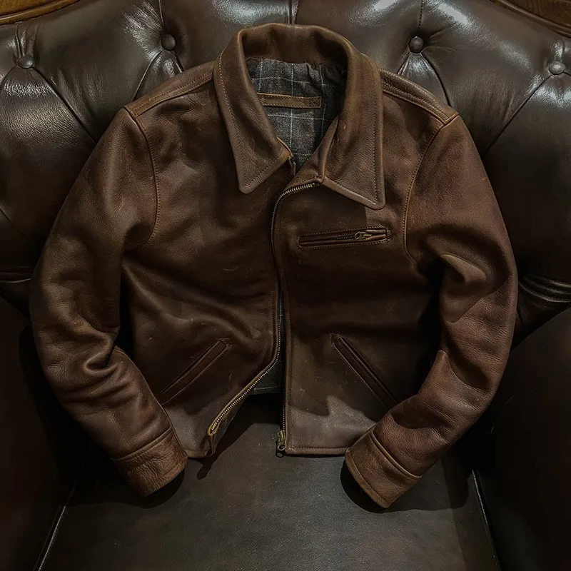 Oil-wax top layer cowhide leather men's and heavy