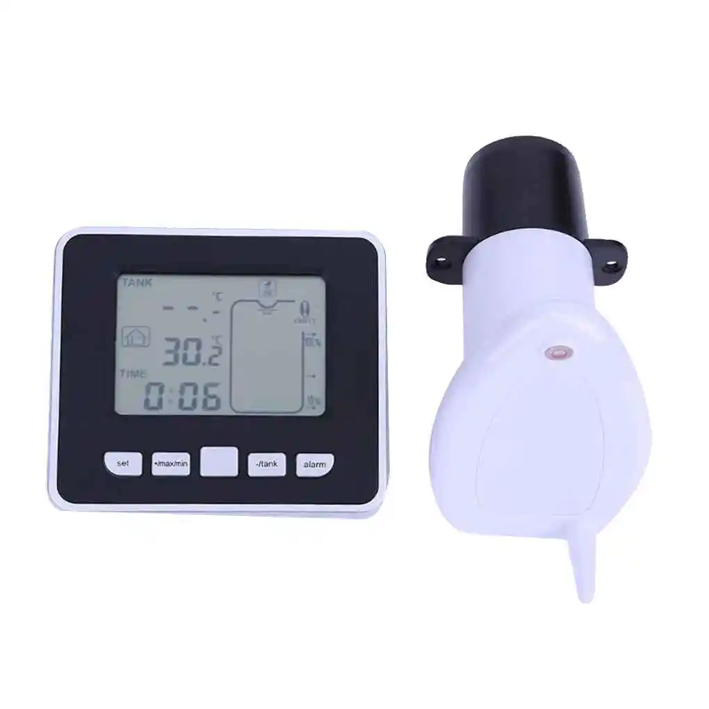 Wireless Ultrasonic Tank Liquid Depth Level Meter with Temperature Thermo Sensor Water Level Gauge