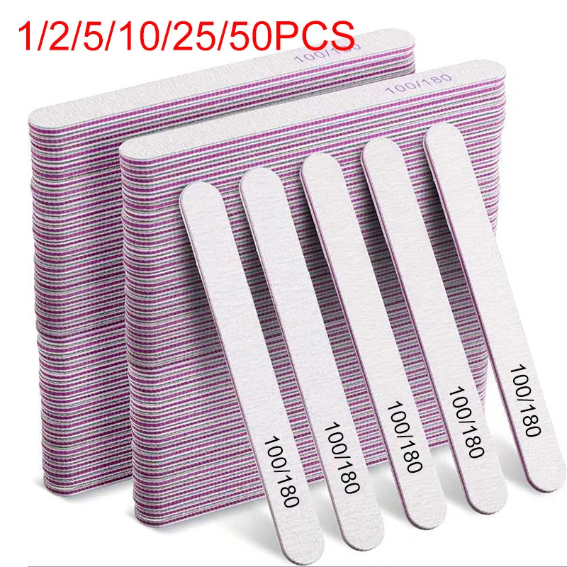 البيضاوي 1/2/5/10/25/50 قطعة ملف الأظافر المهنية ليما 100/180 حصى الصنفرة مزيل الجلد الميت عازلة الملفات مانيكير اكسسوارات أداة #1