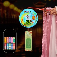 Cartoon Chinese Rabbit Lantern Portable Blessing LED Lantern Toys Traditional Handmade Antique Lantern Hanfu Accessories