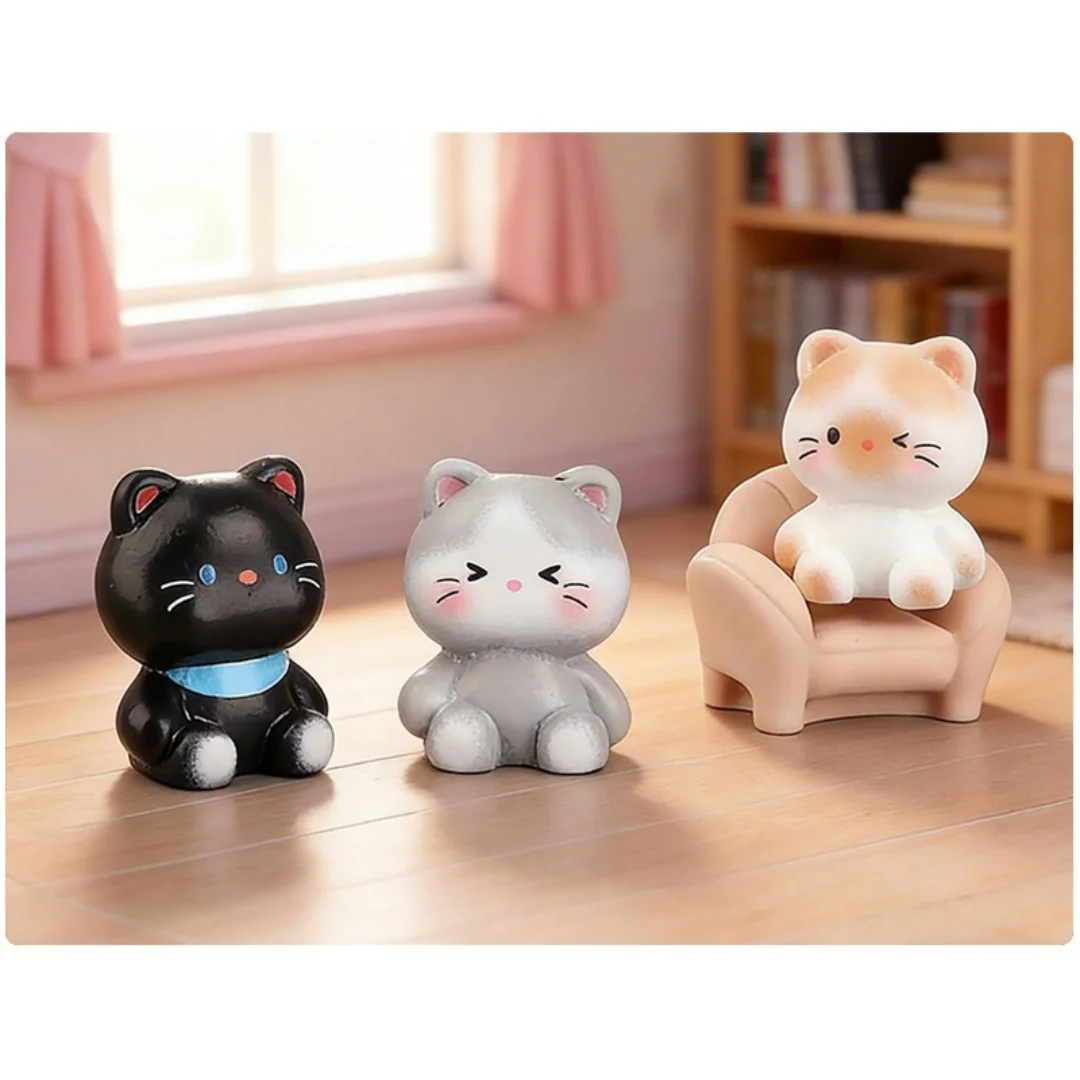 1 piece small decorative figurine, featuring a creative cartoon cat. It is perfect for home decoration in the living room. The r - Detail 1