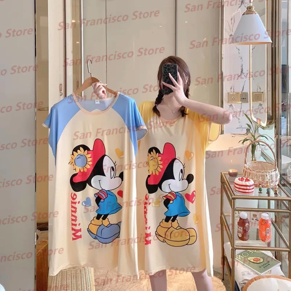 Miniso-vestido de pijama transpirable para niña, ropa informal con estampado de dibujos animados de Disney, Mickey Mouse, para niño y adulto