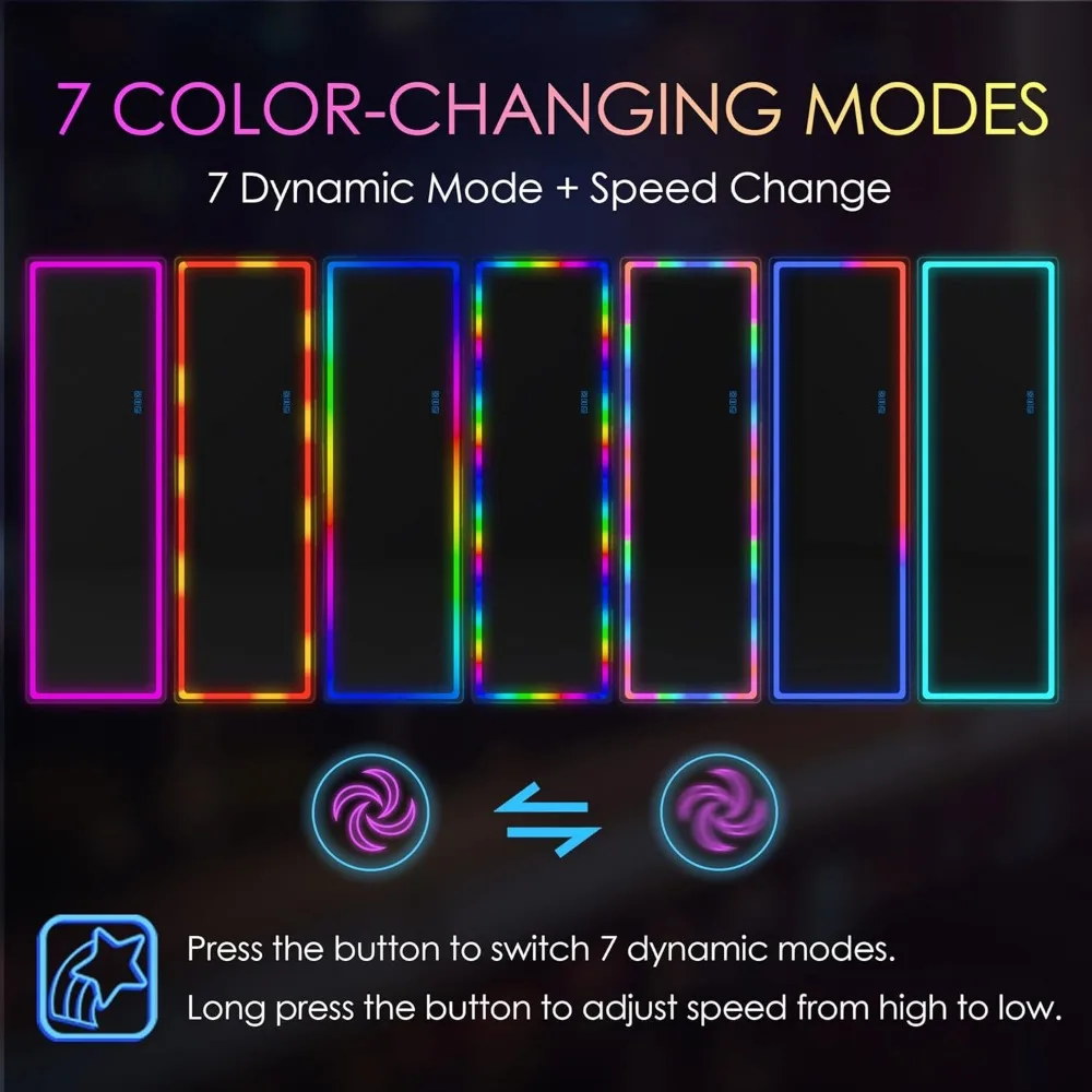 Beleuchteter Bodenspiegel in voller Länge mit RGB-LED, freistehend und an der Wand montierbar, beleuchteter Ganzkörperspiegel für Zuhause und Salon