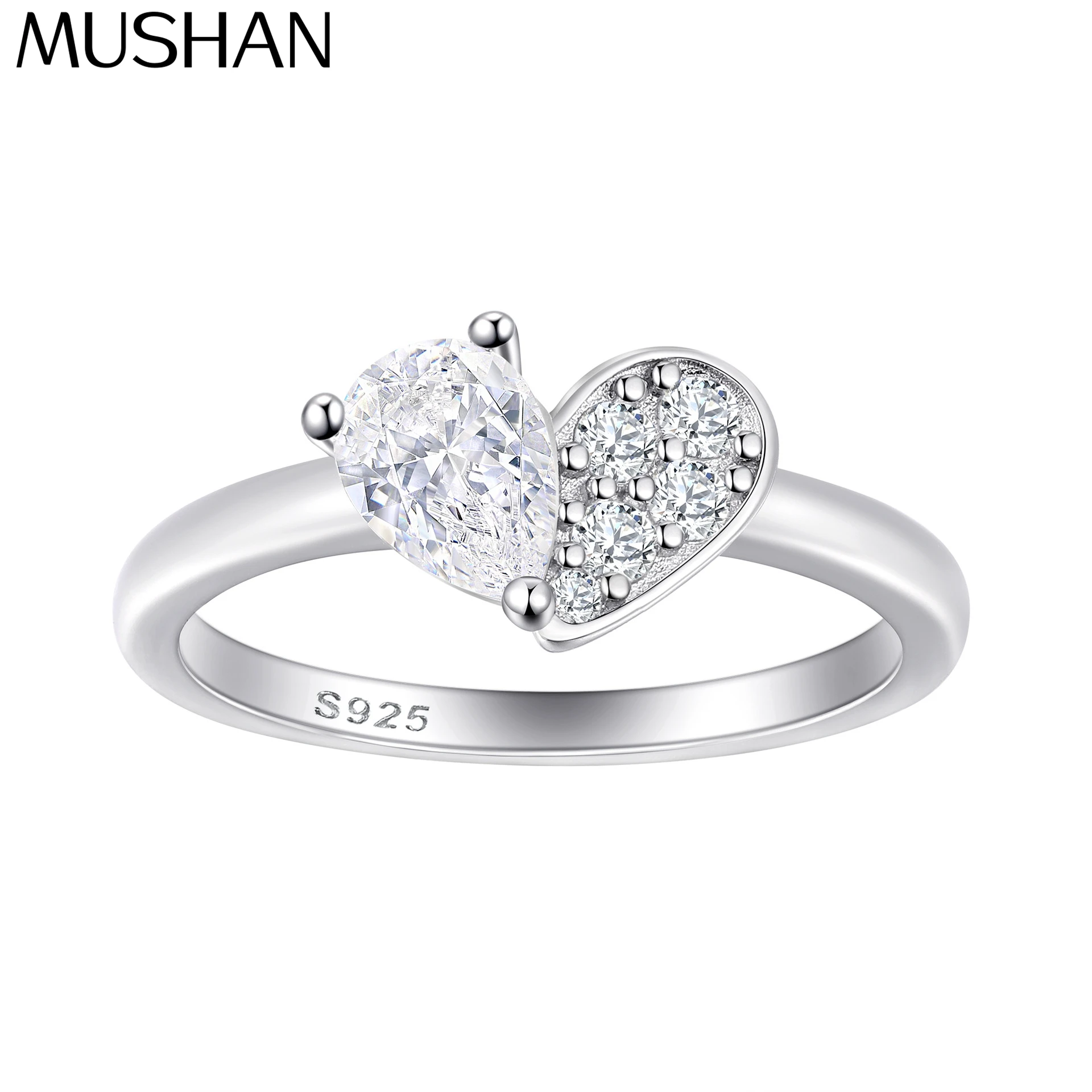 

MuShan Brand Jewelry 925 Sterling Silver Ring Zircon 5A Grade Marquise Wedding for Girls 18K Rose Gold Plated Fine Jewelry Rings