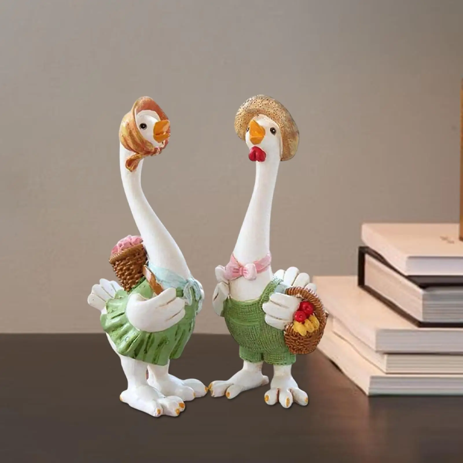 Couple Duck Figurine Cartoon Craft Modern Courtyard Ornament for Anniversary Valentine's Day Wedding Gifts Engagement Hotel