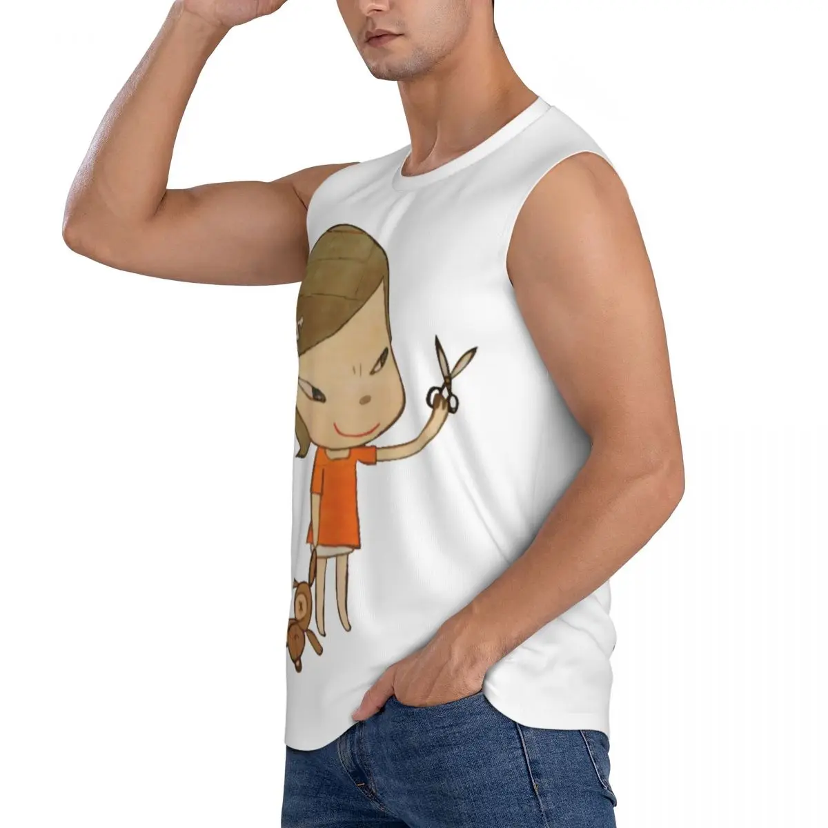 Yoshitomo Nara Men Sleeveless Tank Tops Quick Dry Breathable Gym Fitness Running Summer Casual Sport Vest