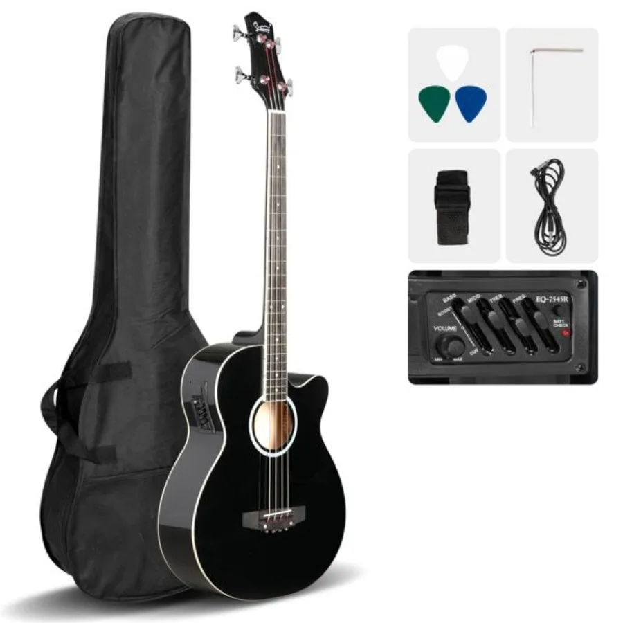 [Do Not Sell on ] Glarry GMB101 4 string Electric Acoustic Bass Guitar w 4Band Equalizer EQ7545R Black