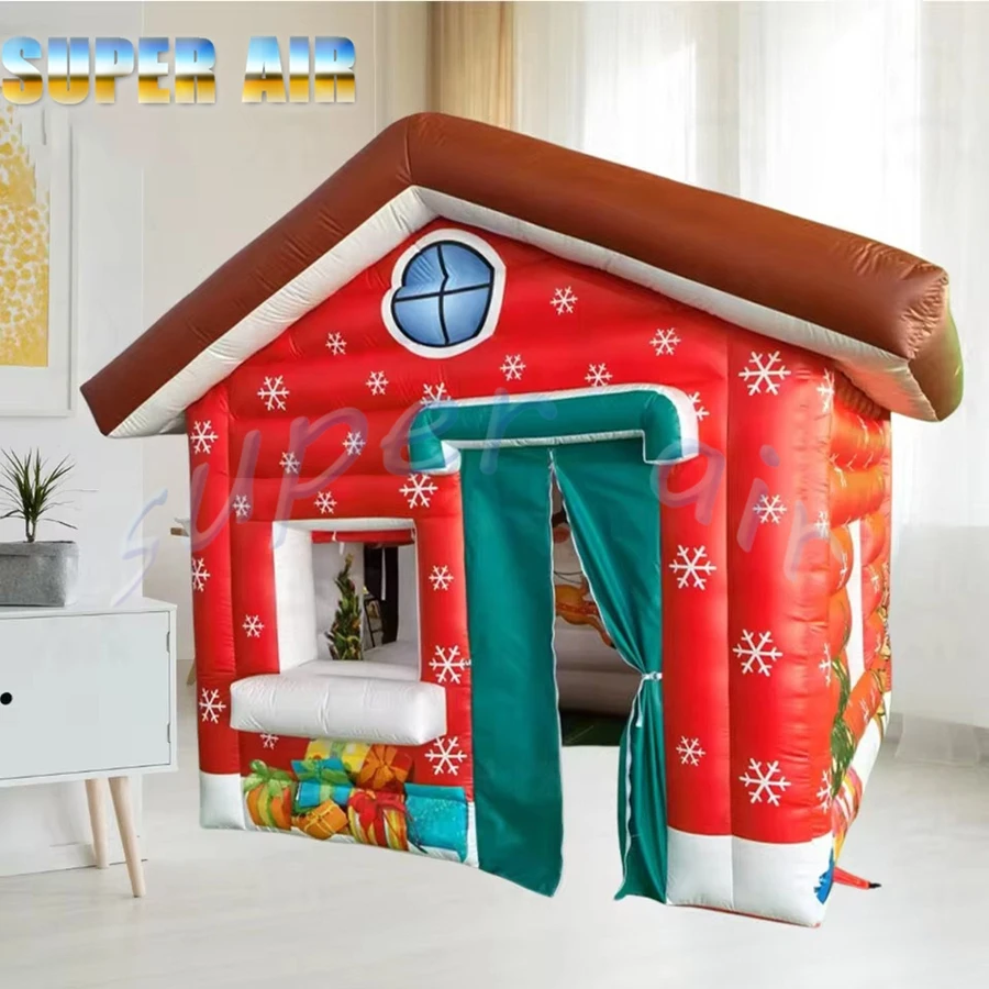 Decoración de celebración navideña, tienda cuadrada inflable, hermosa casa navideña inflable para fiesta