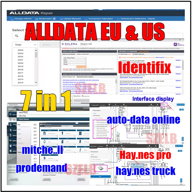 7in1 Alldata 2025 online Account,Auto-data,Mitch..ell Pro, Identi.fix, Hay-nes Pro Workshop Online for PC Android Phone Tablet