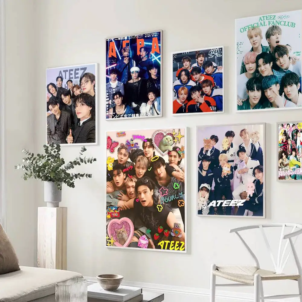 Kpop Group A-Ateez Vintage Posters Sticky Vintage Room Home Bar Cafe Decor Kawaii Room Decor