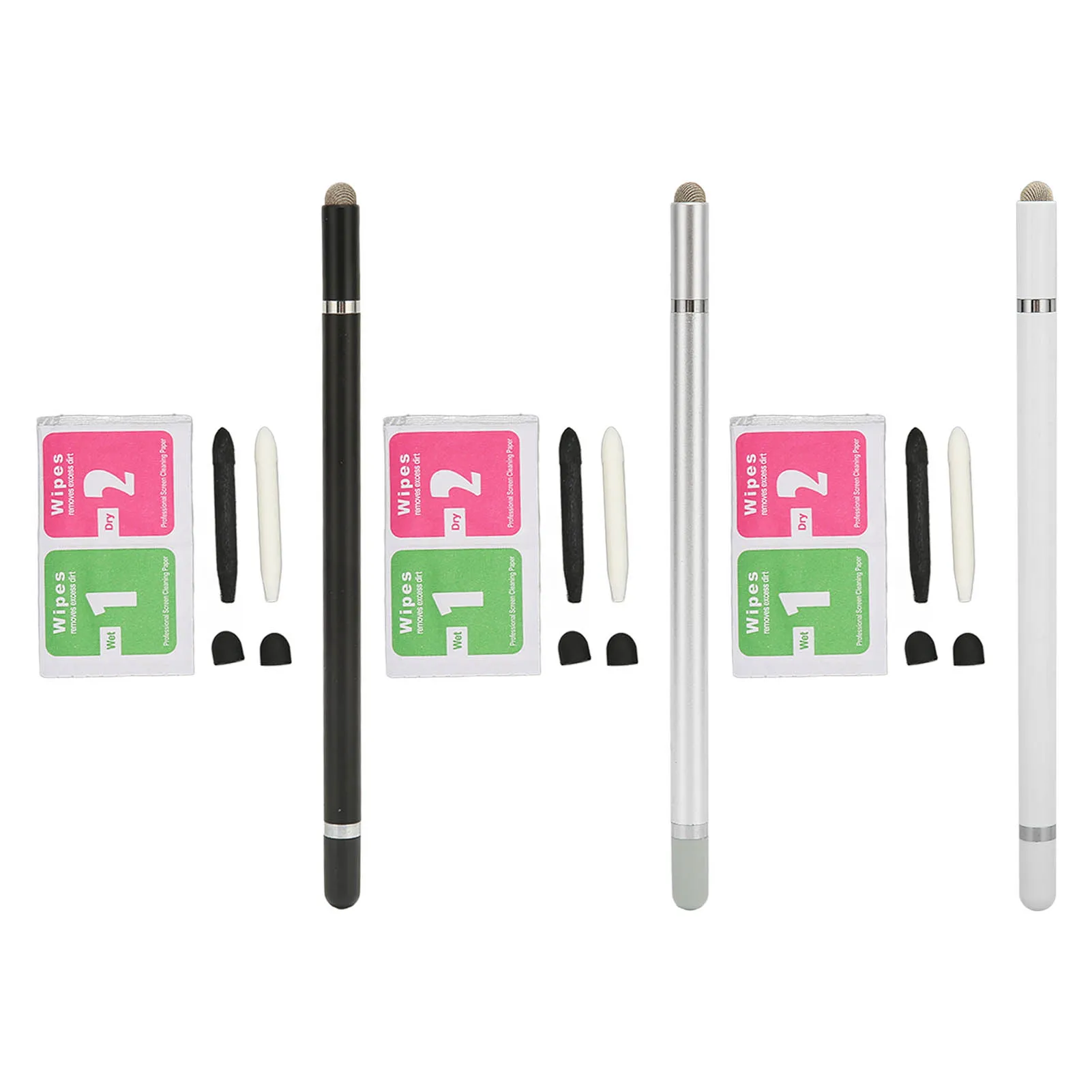 

1Pc Stylus Pen Accurate Positioning 3 in 1 Multifunctional Capacitive Stylus Touch Pen with 2 Fiber Nibs for Tablet Mobile Phone