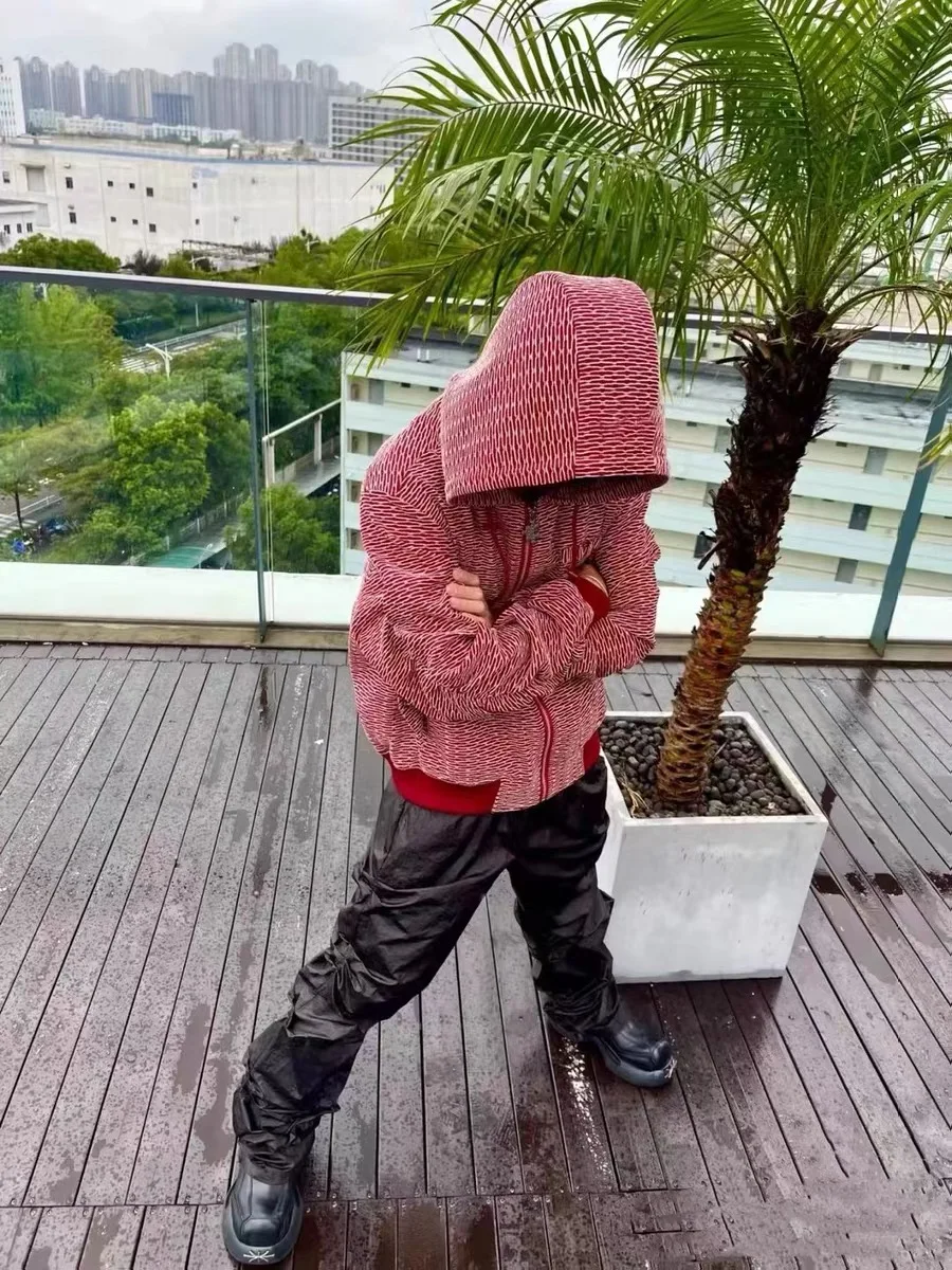 

American High Street k Red Stripe Pilot Hooded Jaet Men's Women's Trendy Brand Autumn Winter Casual Zipper Baseball Coat