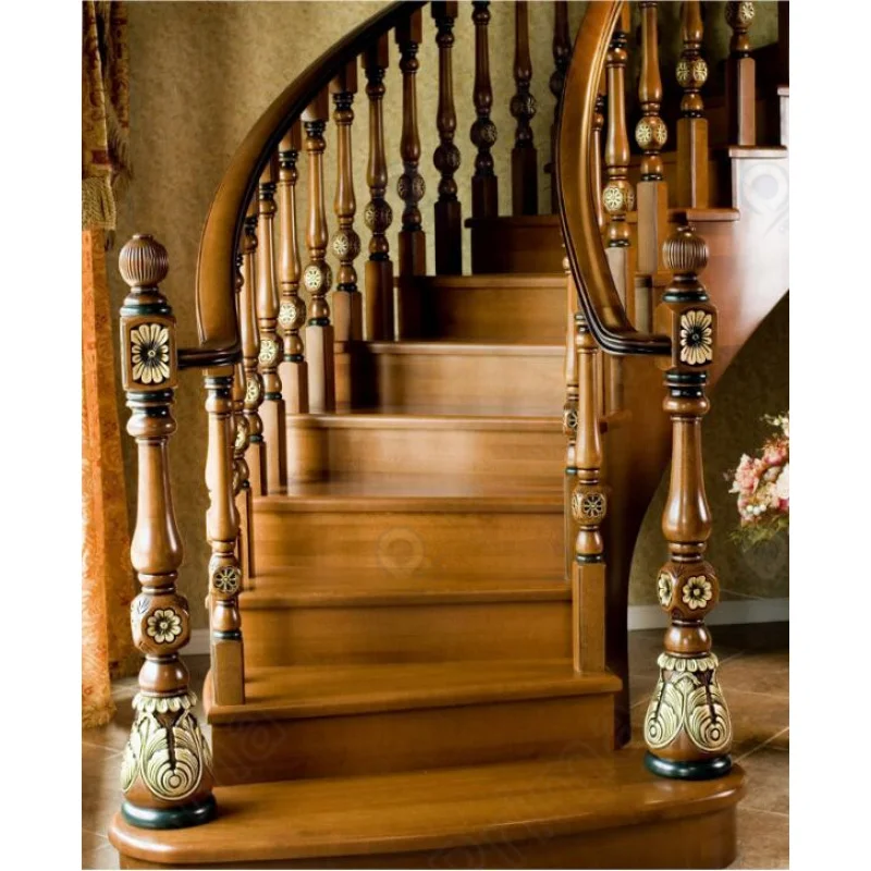 custom.Prima Customizable Modern-Style Solid Wood Handrails Carved Rotating Stairs