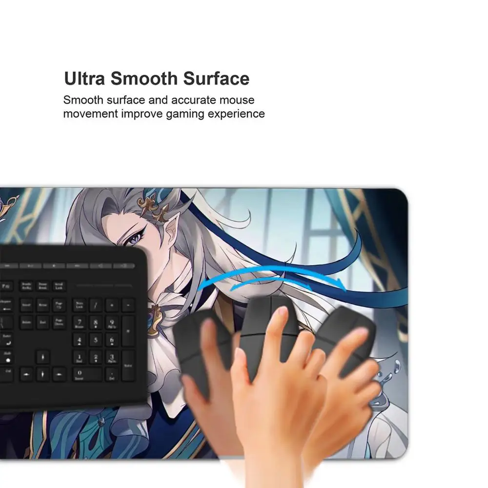 Anime Game Furina Neuvillette Raiden Tablet mouse Paddesktop mouse pad, cute HD Rainbow Gaming keyboard pad, csgo Player, 90x40