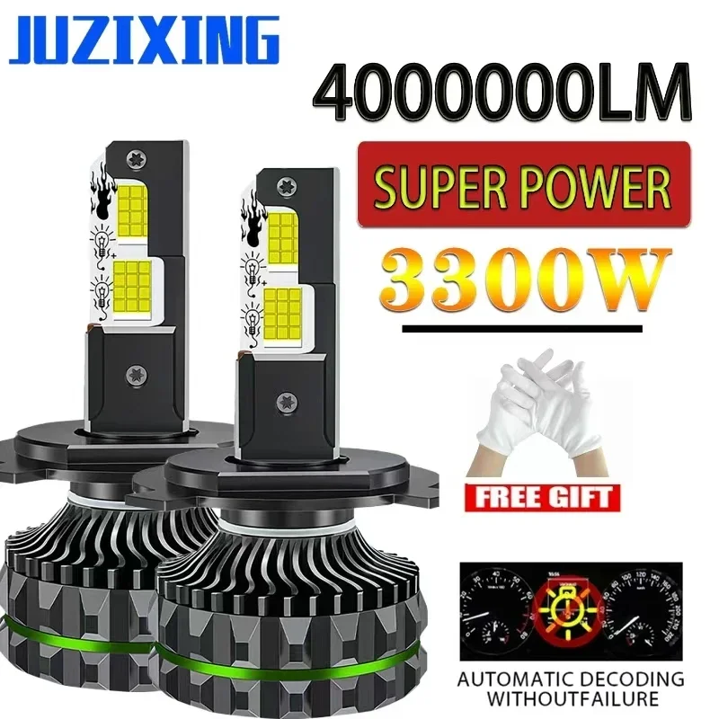 

JUZIXING Led Headlight Lamp Bulb for Cars 3300W Powerful Lamp 6000K Canbus No Errors Car Light Super H1 H9 9005 HB3 9006 HB4