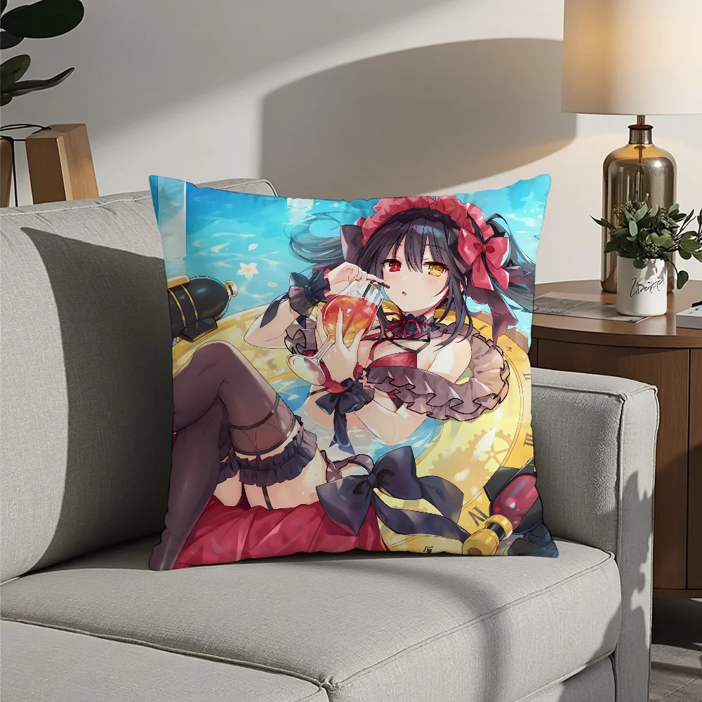 T-Tokisaki Kurumi Pillow Case Plush Fabric Soft  Pillowcase Double Sided Print Cushion Cover Household Gifts