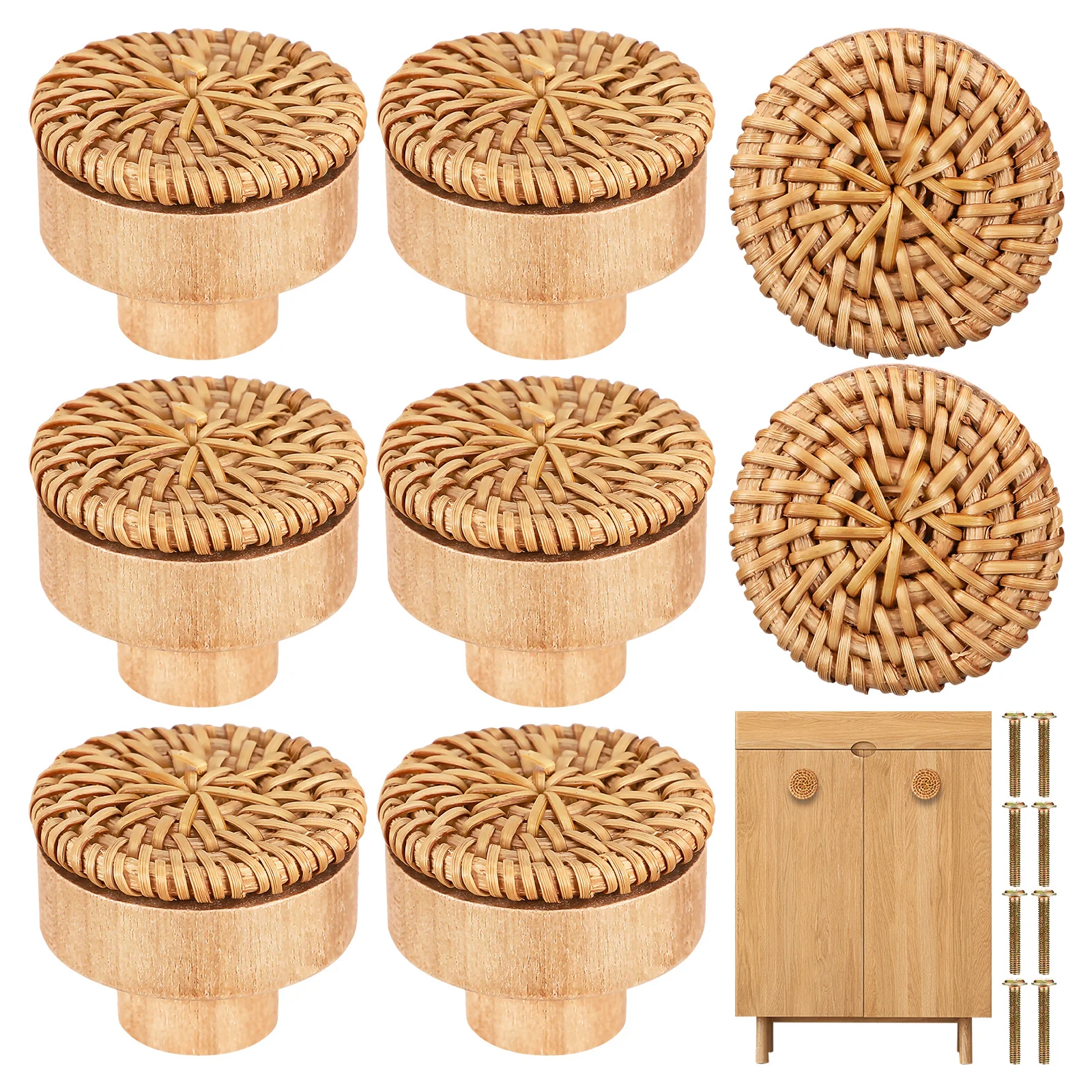 

8 Pcs les Boho Drawer Theme Pulls Knob Wood Dresser Color Furniture Knobs Cabinet DecorVintage Rustic Farmhouse