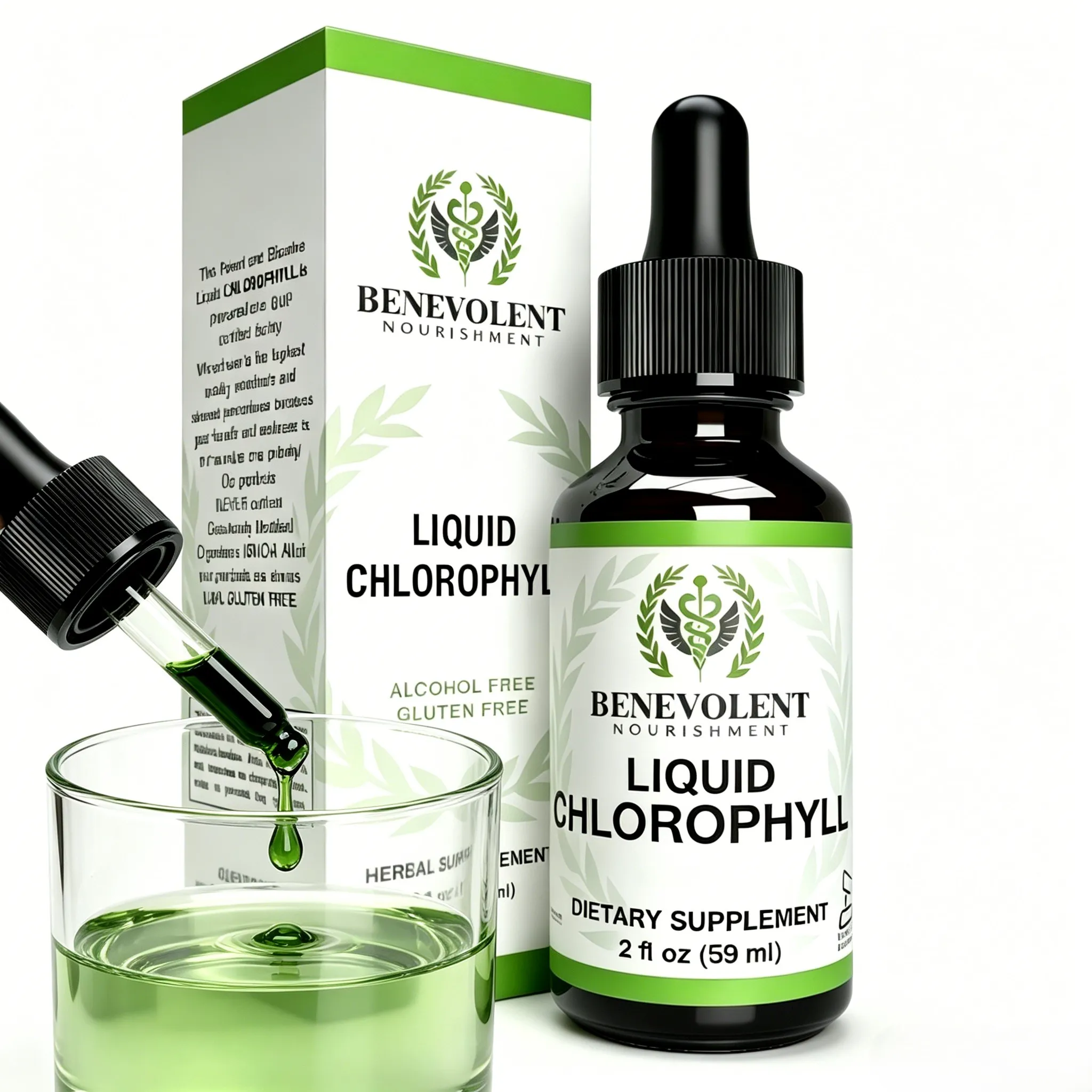Gotas Líquidas de Clorofila - para la Digestión, la Salud Intestinal, la Energía y la Desintoxicación, Desodorante Interno - Gotas Líquidas Veganas