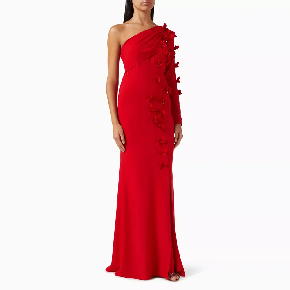 

Fashion Wedding Guest Dresses for Women One Shoulder Applique Jersey Mermaid Elegant Formal Party Dress 2025 Customized