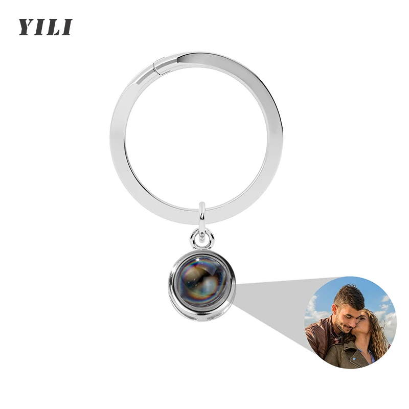 2024 Fashion Personalized Round Photo Projection Keychain Picture Custom Keyring Memorial Gifts for Family Lover Friends