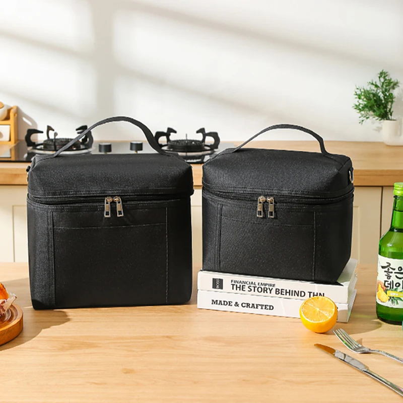 Square Insulated Lunch Bag Large Capacity Office School Thermal Bento Bags Outdoor Picnic Camping Cooler Bag