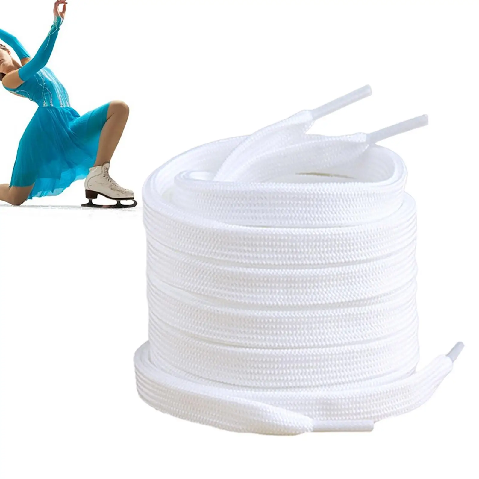 2x Ice Hockey Skate Laces Figure Skating Laces White Portable Replacement for Outdoor Activities Boots Indoor Regular Shoes