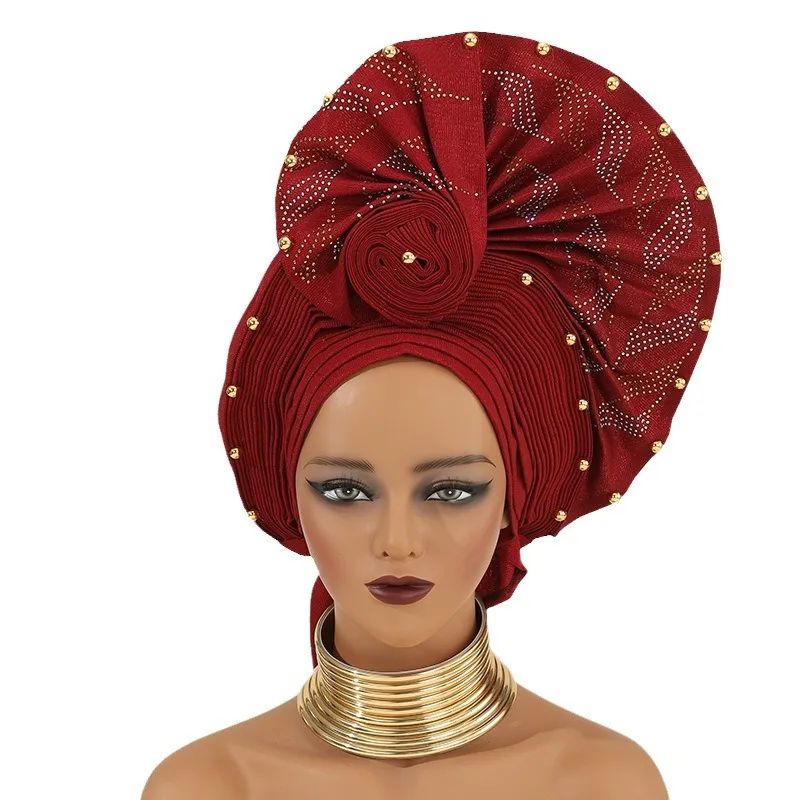 African Auto Scarf Women's Cap Headtie Wedding Party Head Ties Female Head Wraps Already Made Headtie