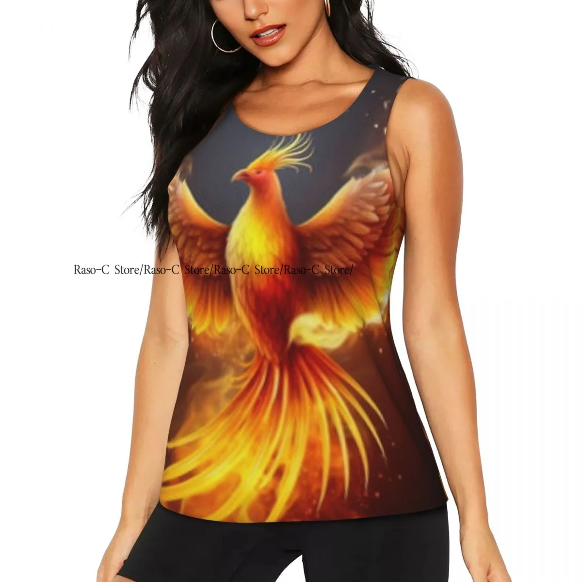 

Женский повседневный спортивный жилет для йоги Phoenix Rising From Ash Bird In Fire Symbol Быстросохнущая футболка для тренировок в тренажерном зале без рукавов
