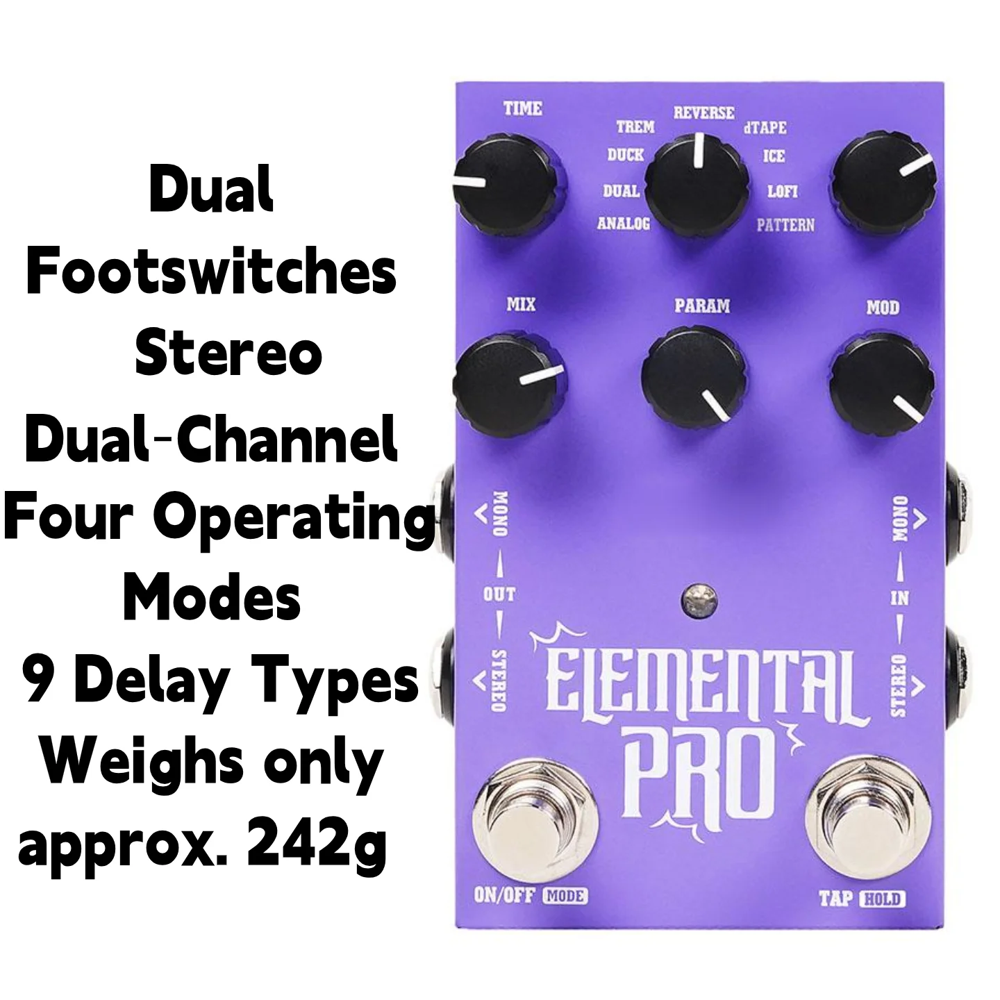 Guitar Effect Pedal 9 Delay Engines Dual Footswitches Four Operating Modes Three Routing Options For Guitar Practice