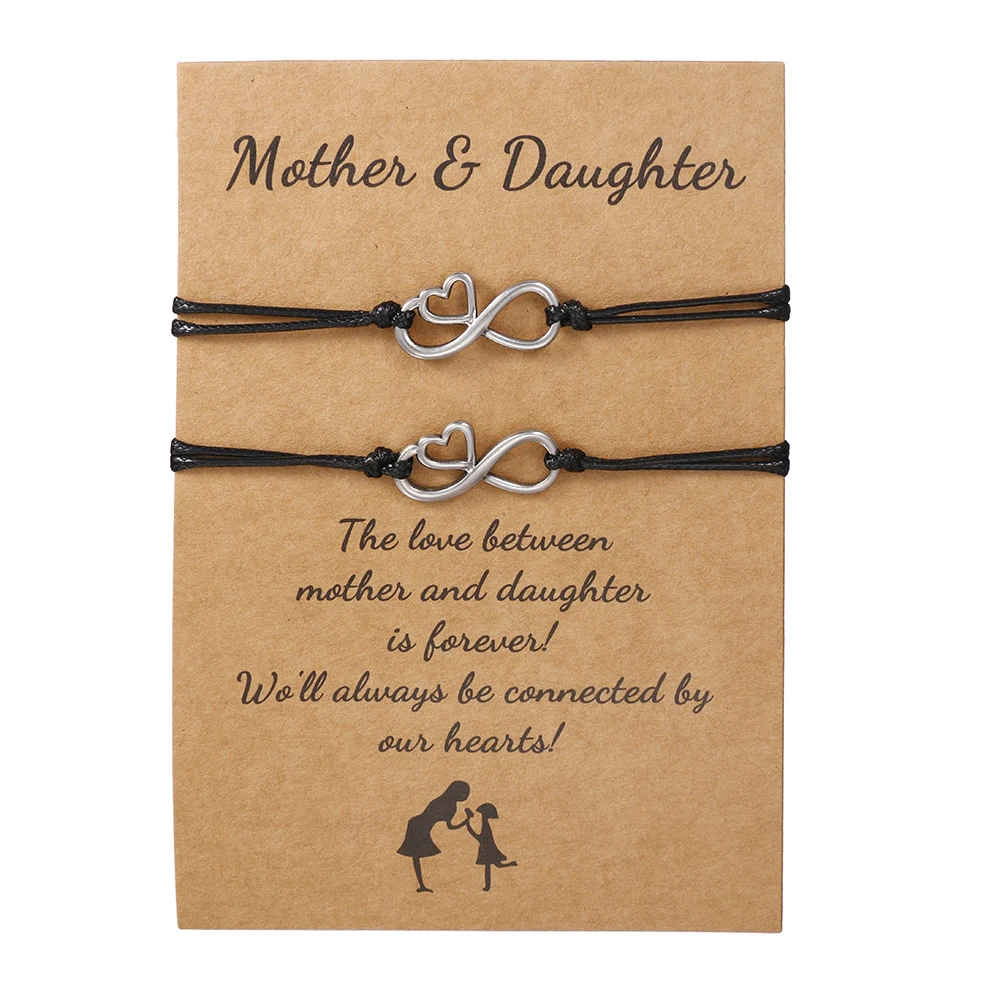 

Fashion Heart Charms Bracelets Handmade Adjustable Black Braiding Bracelets For Women Men Friendship Card Bracelet Jewelry Gifts