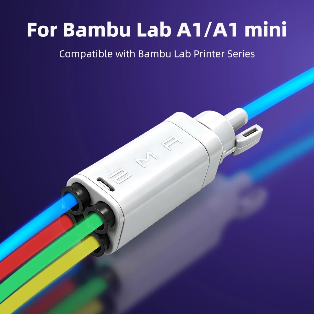 4-in-1 PTFE Adapter Material Pipe Expansion Port AMS Connect 4 Feeding Modules For Bambulab A1/A1mini view 4