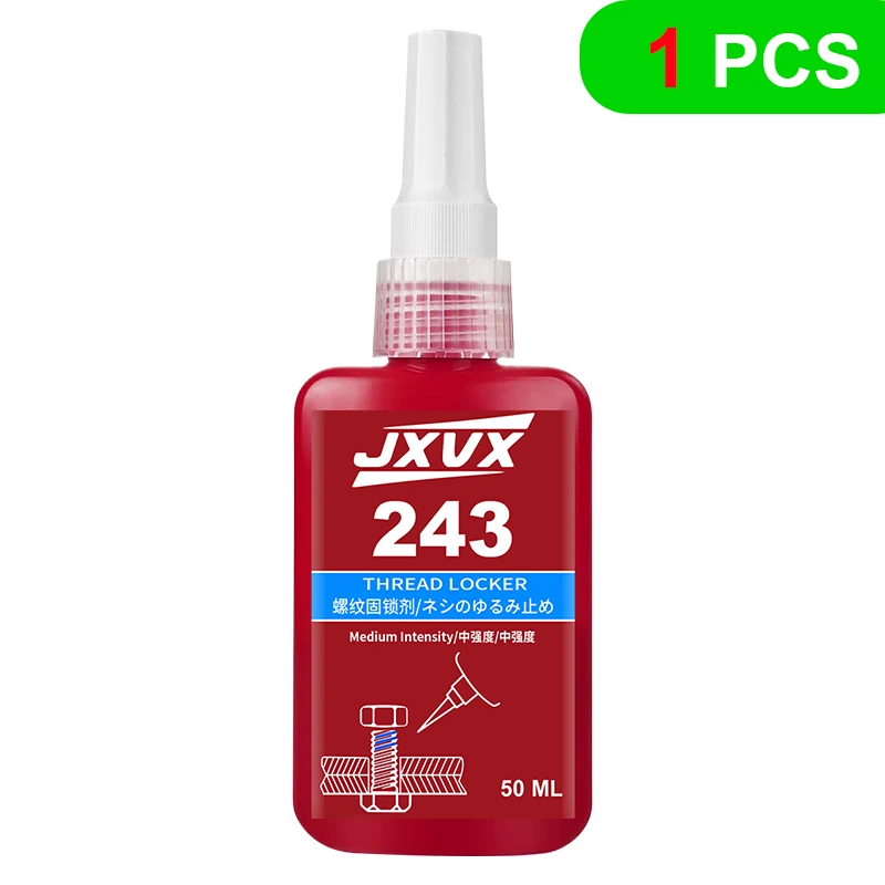 Schroefdraadborgmiddel 243 271 Schroefdraadborgmiddel (vergelijkbaar met Loctite) Anaërobe lijm Afdichtmiddel Gemiddelde tot hoge sterkte, oliebestendig, bestand tegen hoge temperaturen Blauw, - afbeelding 1