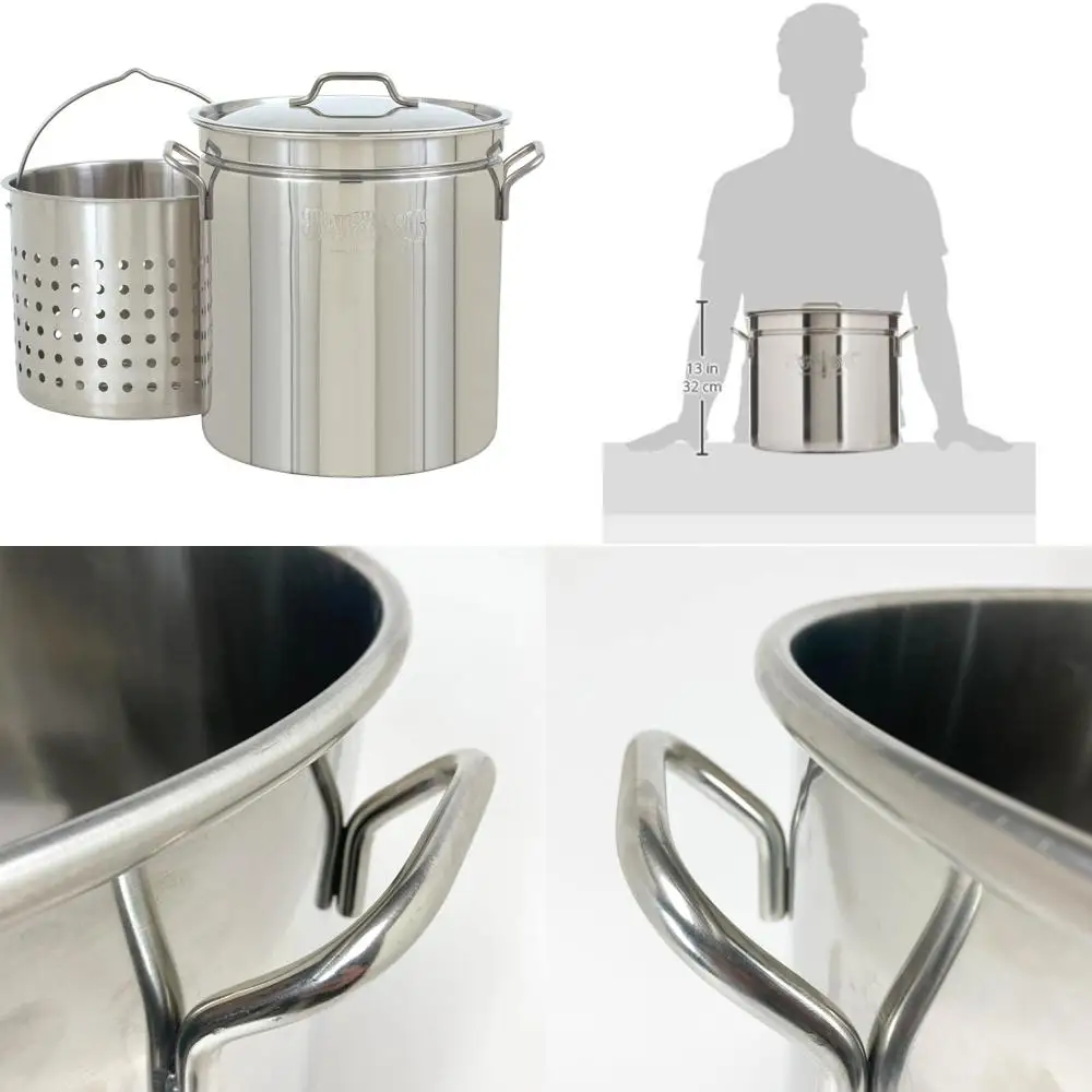 

Кастрюля из нержавеющей стали на 24 литра с крышкой и корзиной, идеально подходит для супов, вентилируемой крышкой, перфорированная корзина для приготовления пищи и страминирования