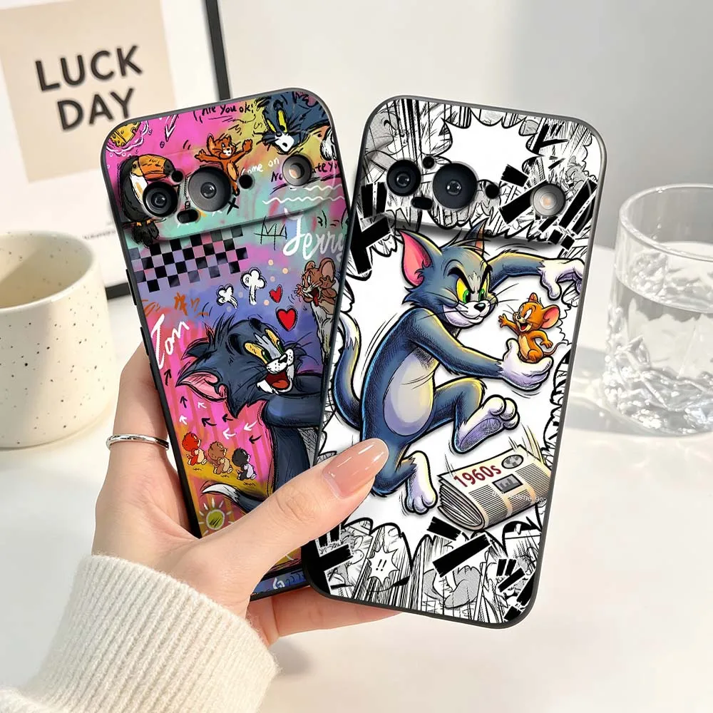 Funda de silicona suave negra con diseño de Comics T-Toms J-Jerrys Dark para Google Pixel 6 6A 7 7A 8 8A 9 10 10A Pro XL 2024 5G